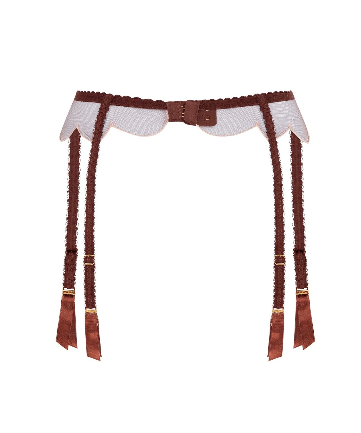 Agent Provocatuer Lorna Suspender Belt (Chestnut / Peach) | Avec Amour Sexy Lingerie