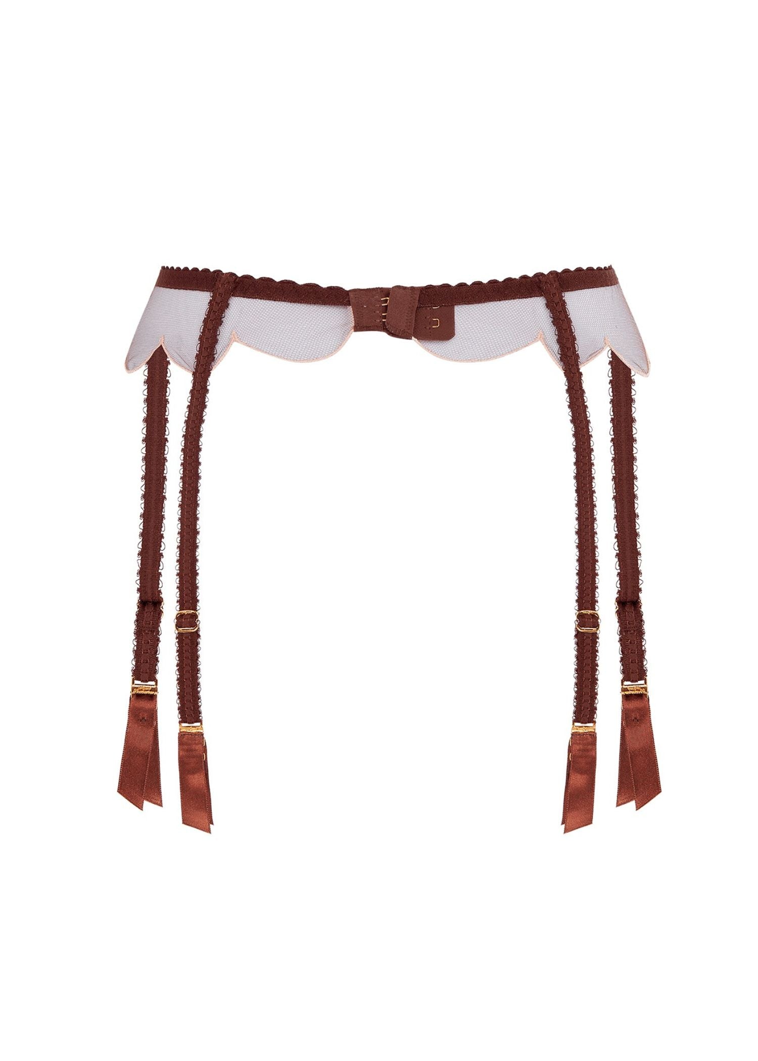 Agent Provocatuer Lorna Suspender Belt (Chestnut / Peach) | Avec Amour Sexy Lingerie