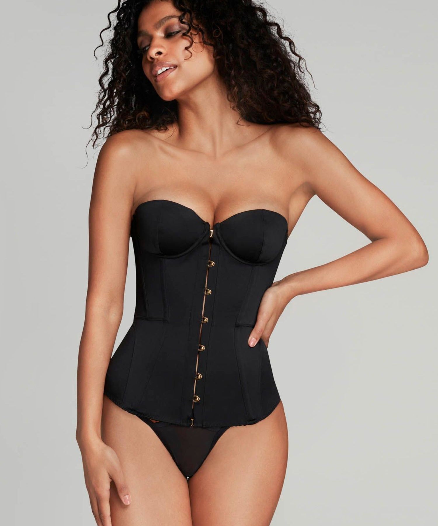 Agent Provocateur Mercy Satin Corset (Black) | Avec Amour Luxury Lingerie
