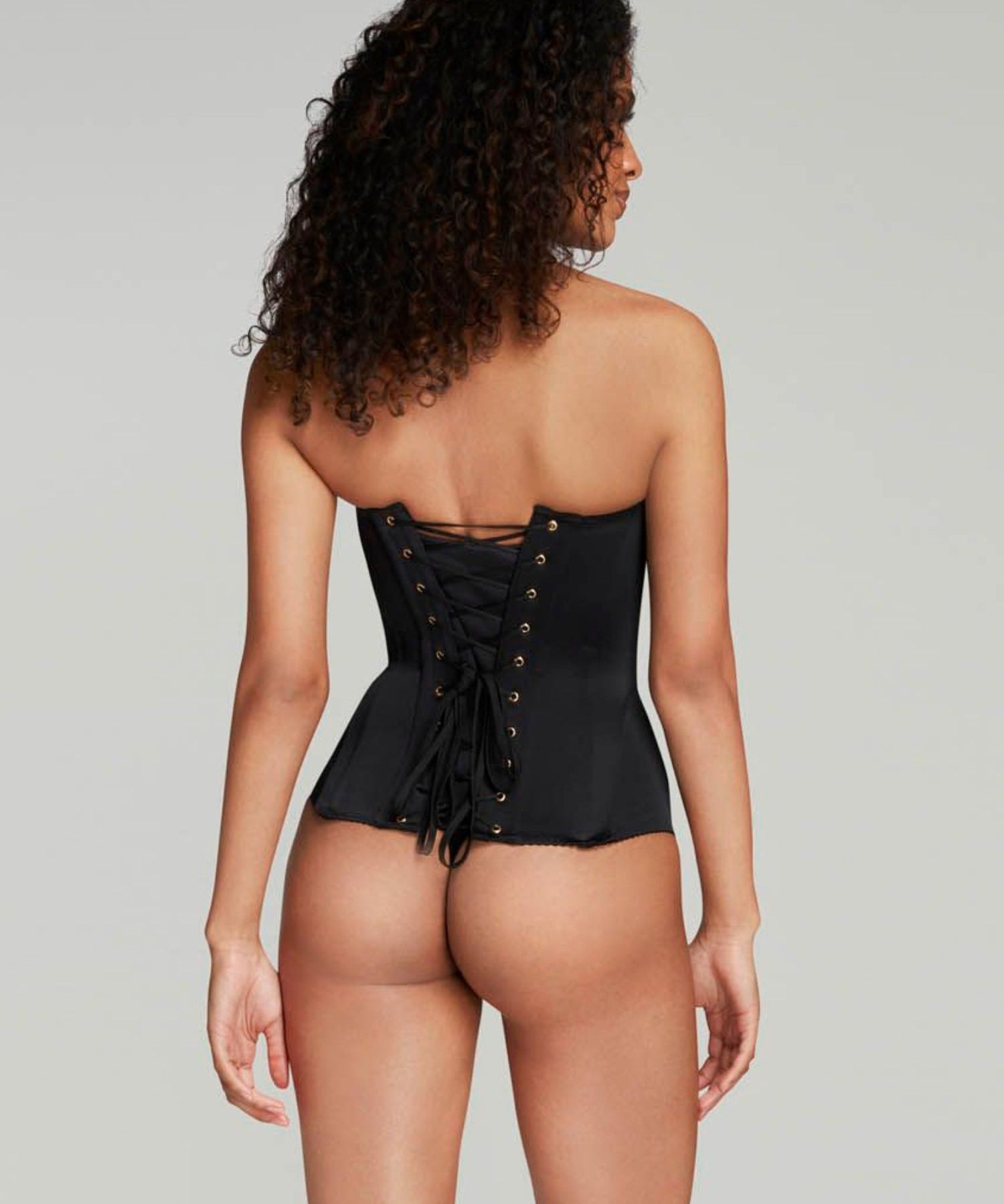 Agent Provocateur Mercy Satin Corset (Black) | Avec Amour Luxury Lingerie