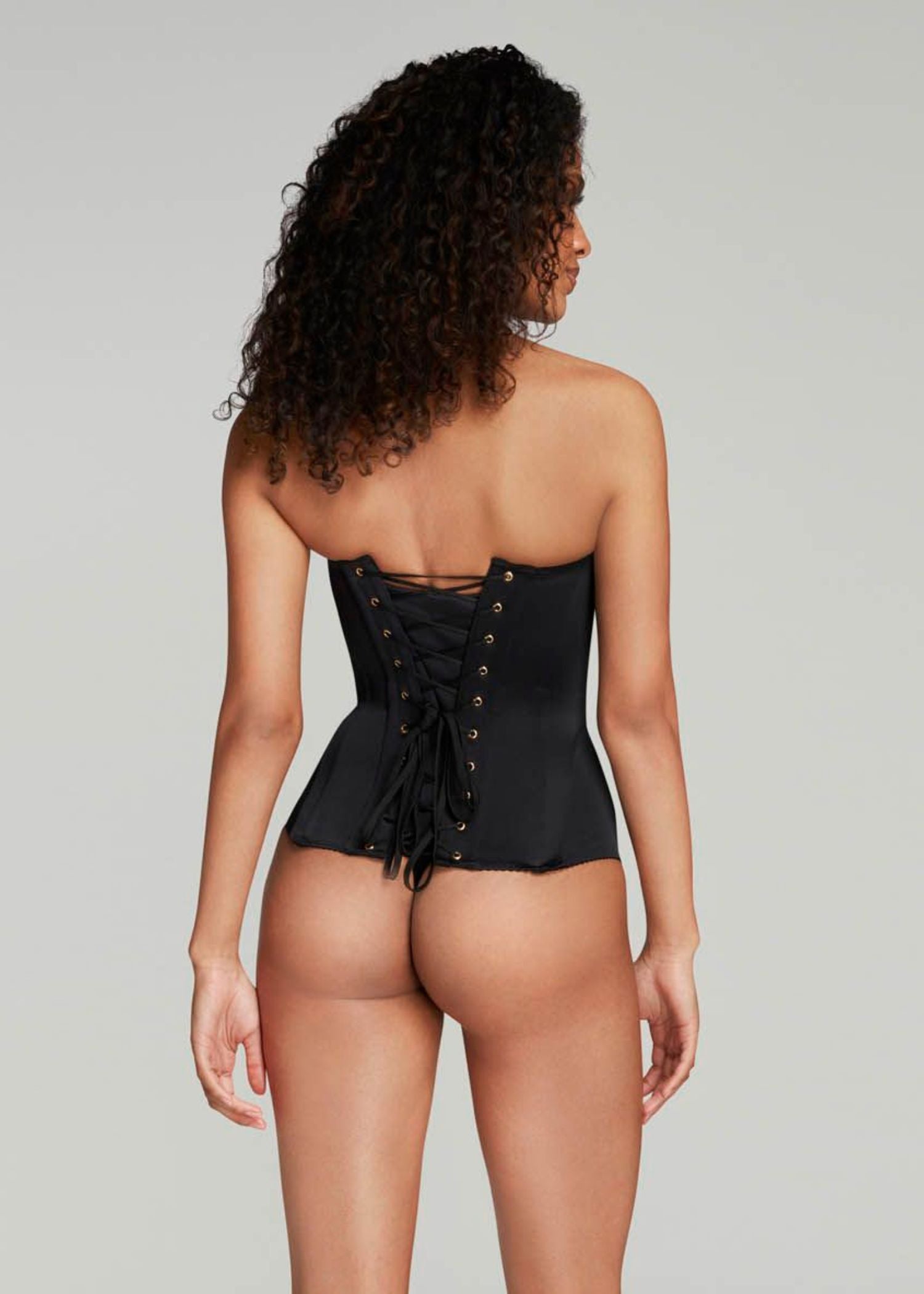 Agent Provocateur Mercy Satin Corset (Black) | Avec Amour Luxury Lingerie