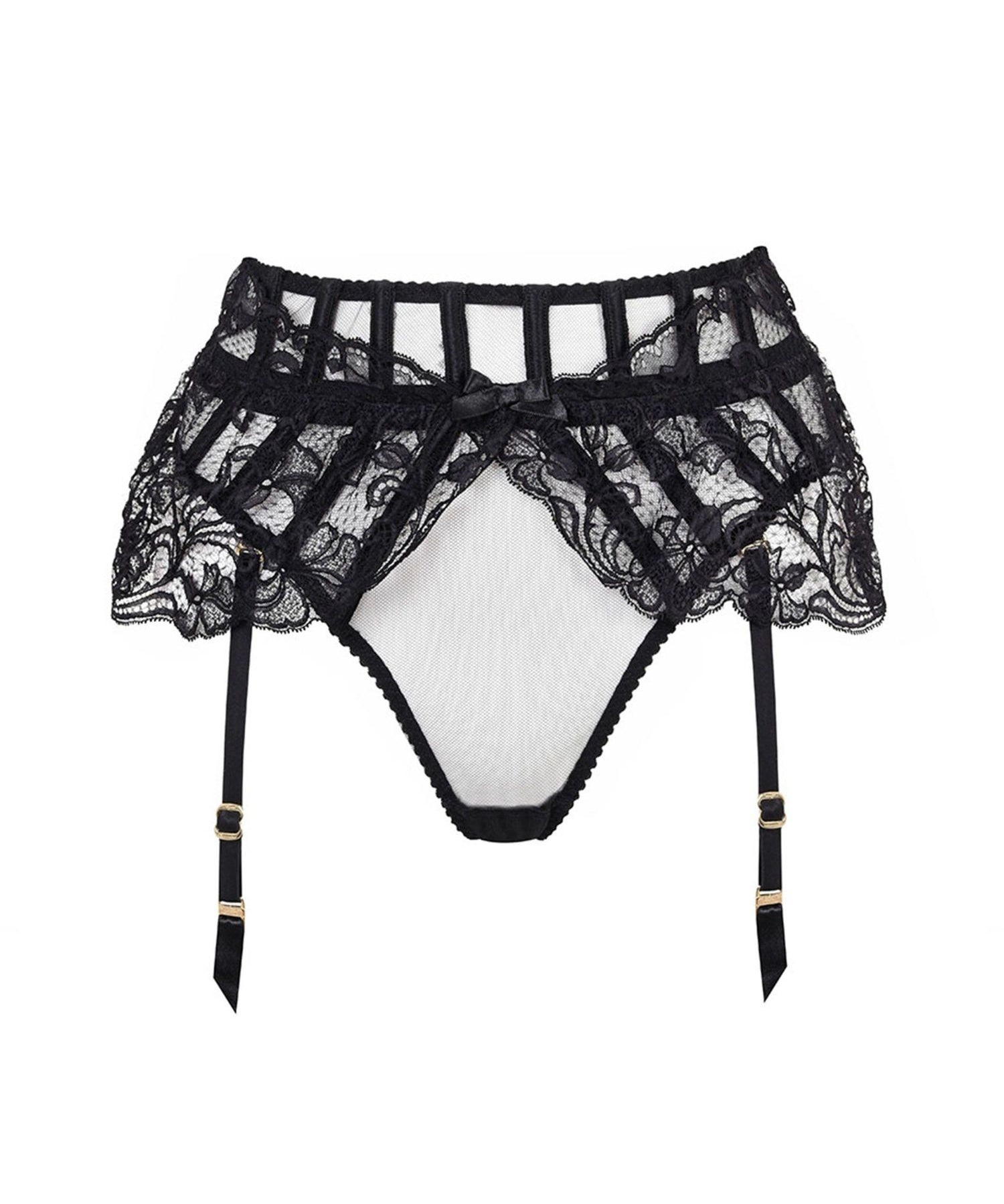 Agent Provocateur Rozlyn Lace Suspender & Thong (Black) | Avec Amour Sexy Lingerie
