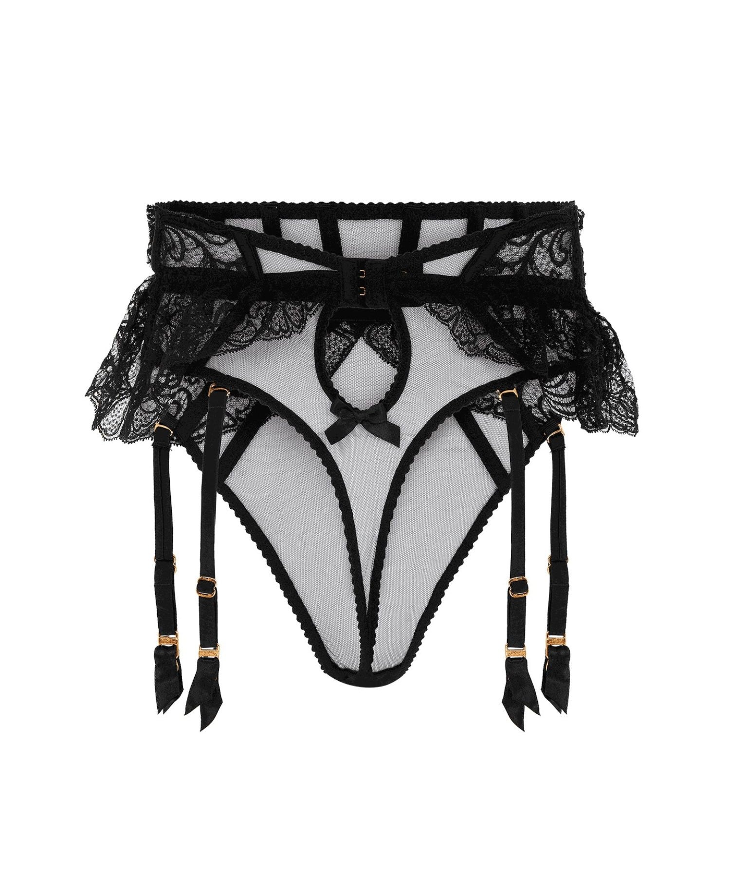 Agent Provocateur Rozlyn Lace Suspender & Thong (Black) | Avec Amour Sexy Lingerie