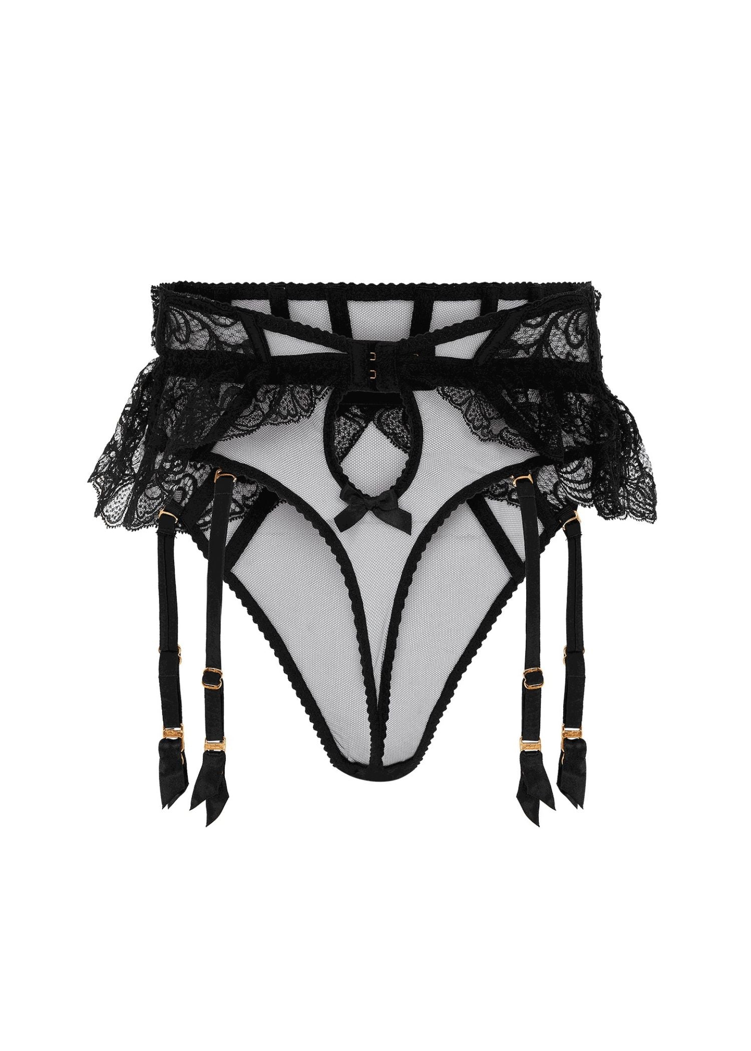 Agent Provocateur Rozlyn Lace Suspender & Thong (Black) | Avec Amour Sexy Lingerie
