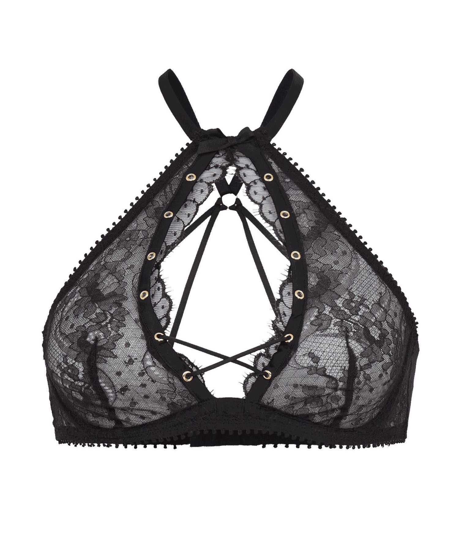 Agent Provocateur Vallentina High Neck Underwired Bra (Black) | Avec Amour Luxury Lingerie