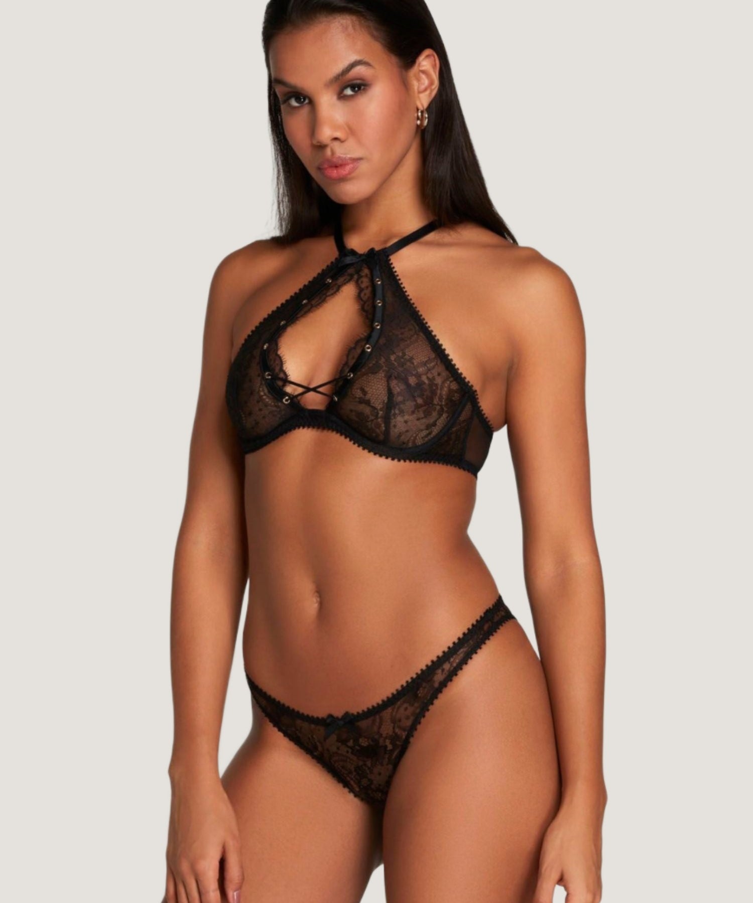 Agent Provocateur Vallentina High Neck Underwired Bra (Black) | Avec Amour Luxury Lingerie