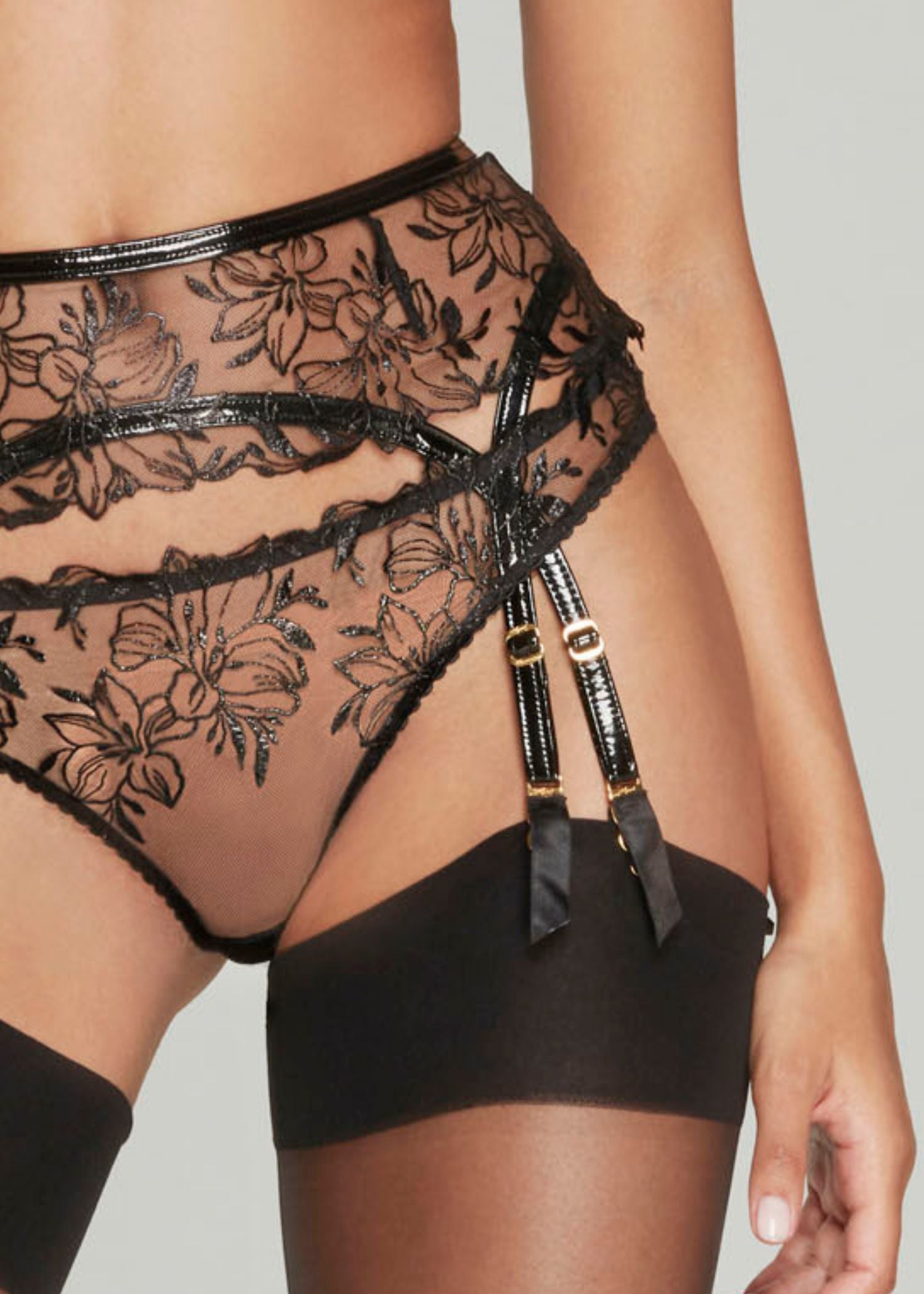 Agent Provocateur Ozella Suspender (Black) - Luxury Lingerie | Avec Amour Sexy Lingerie