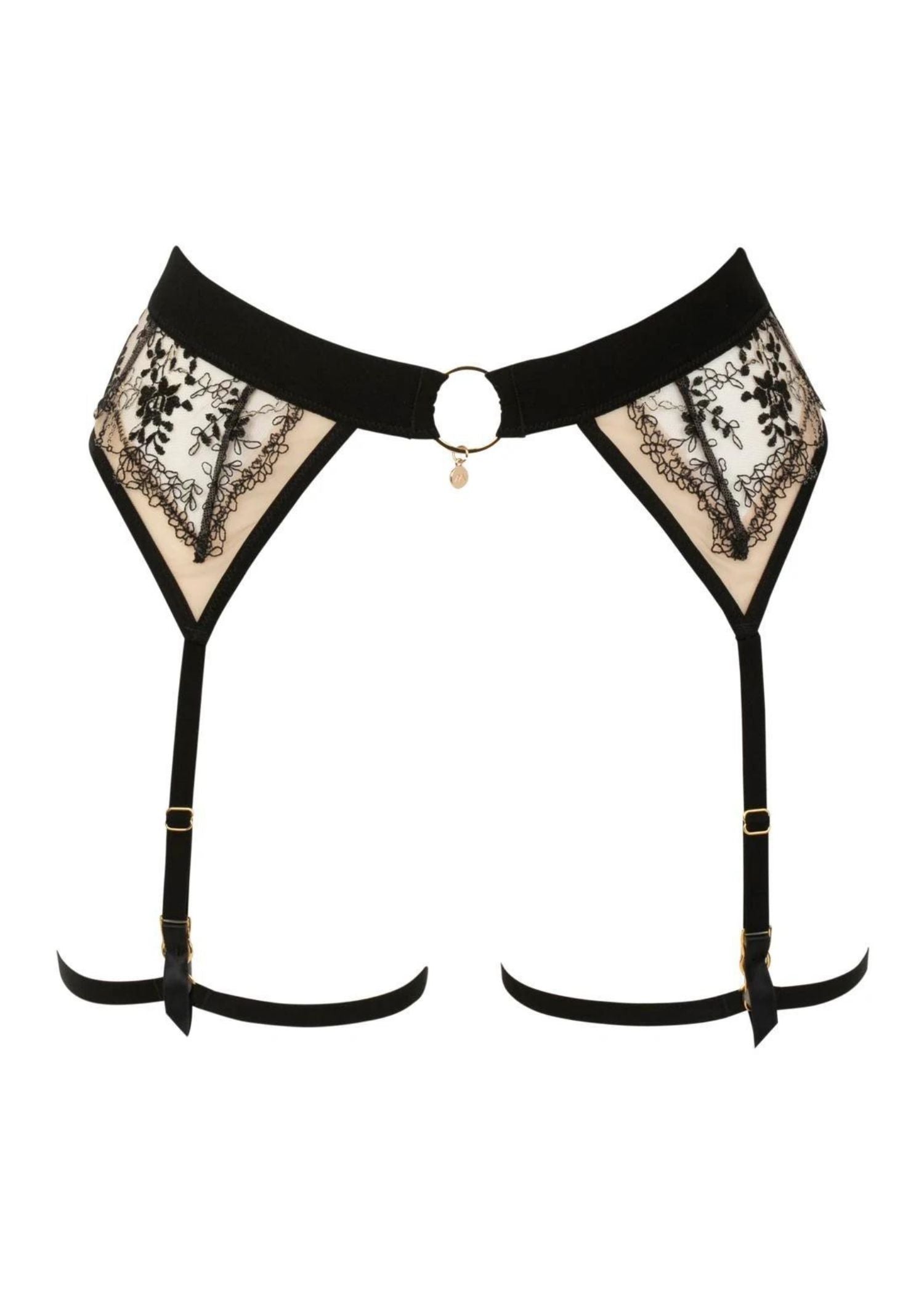 Atelier Amour After Midnight Black Lace Suspender Garter Belt - Avec Amour Sexy Lingerie