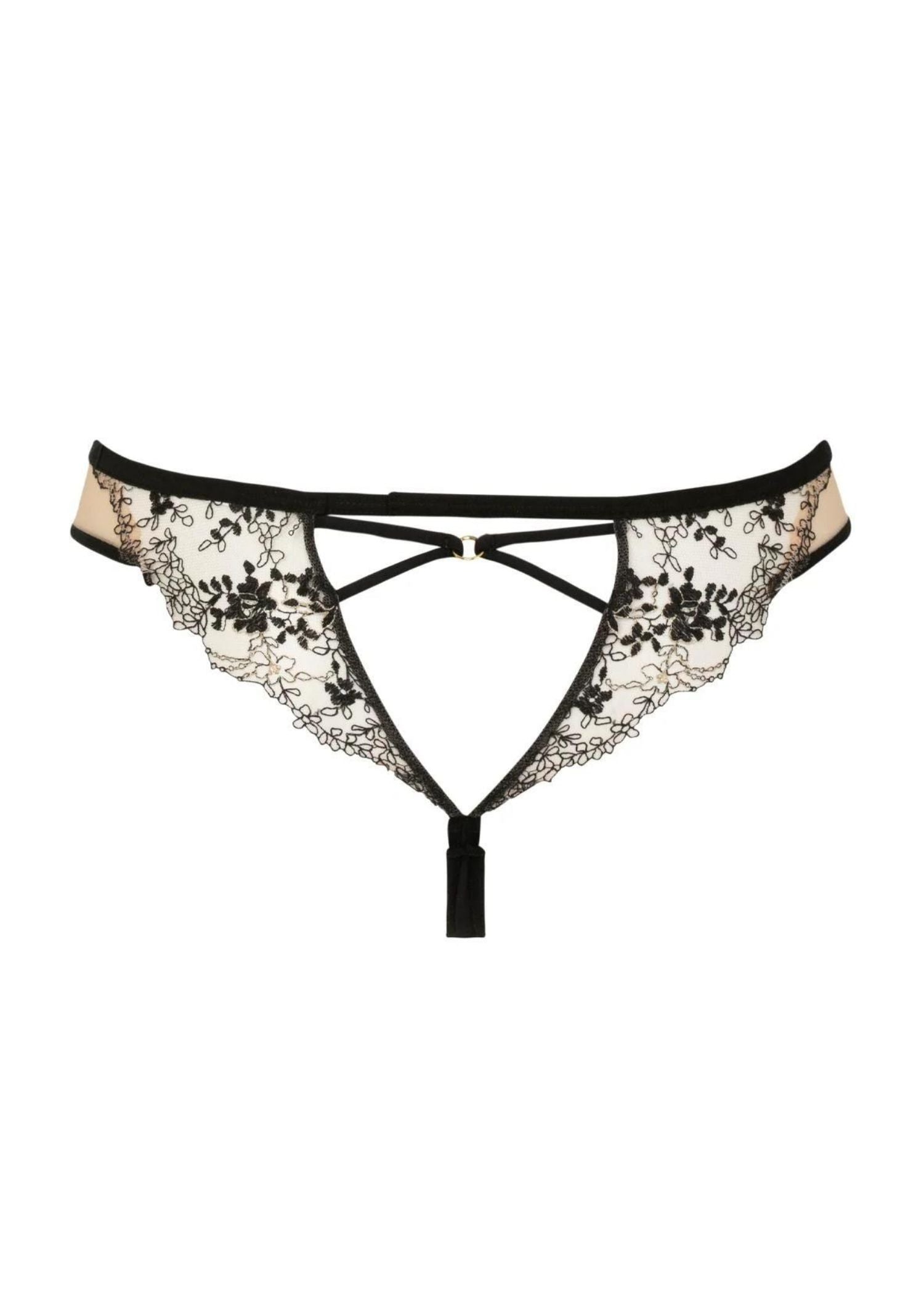 Atelier Amour After Midnight Tanga - Nude Mesh Lace Thong - Avec Amour Sexy Lingerie