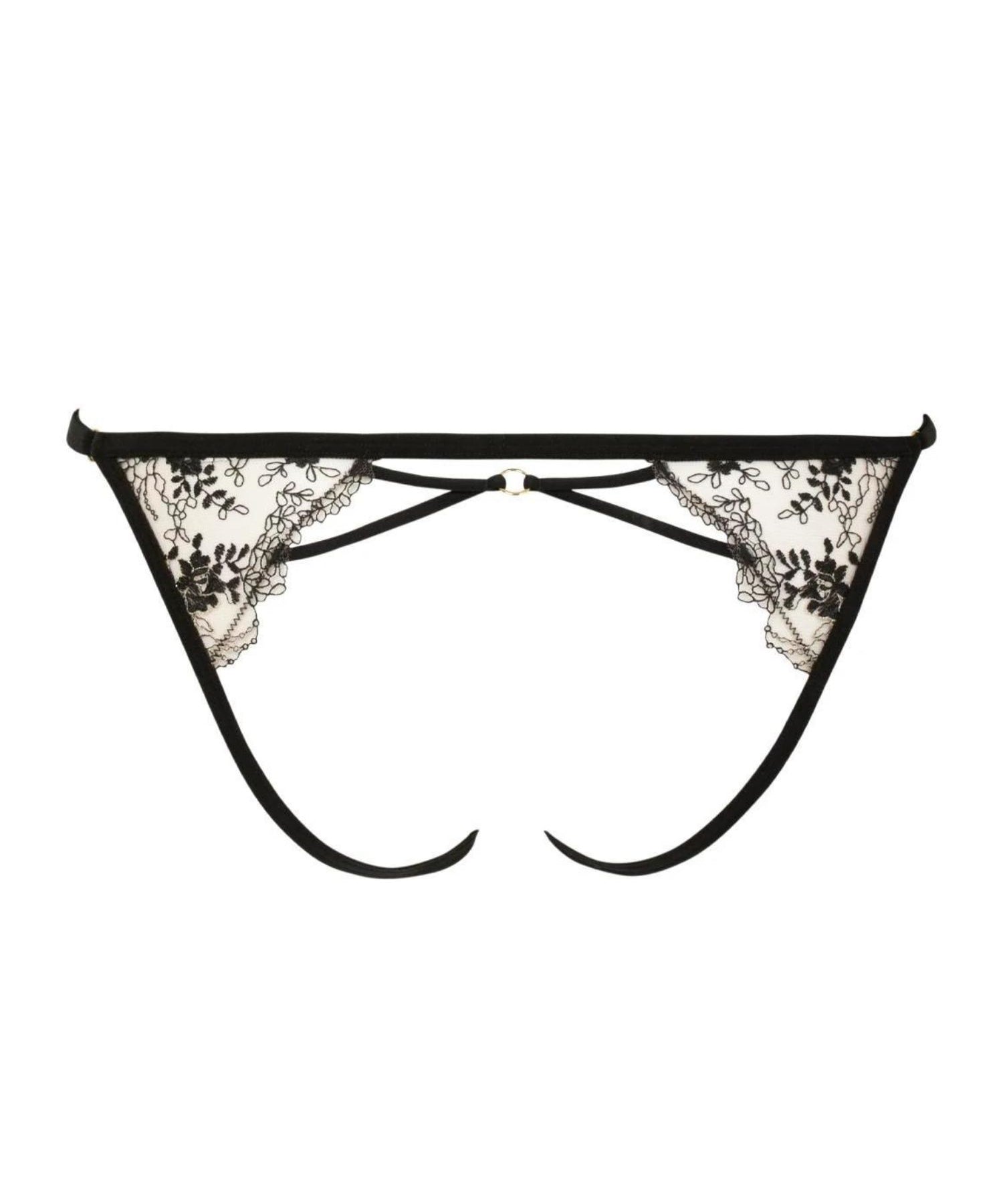 Atelier Amour After Midnight Open Brief - Nued Mesh Black Lace Open-back Panty - Avec Amour Sexy Lingerie
