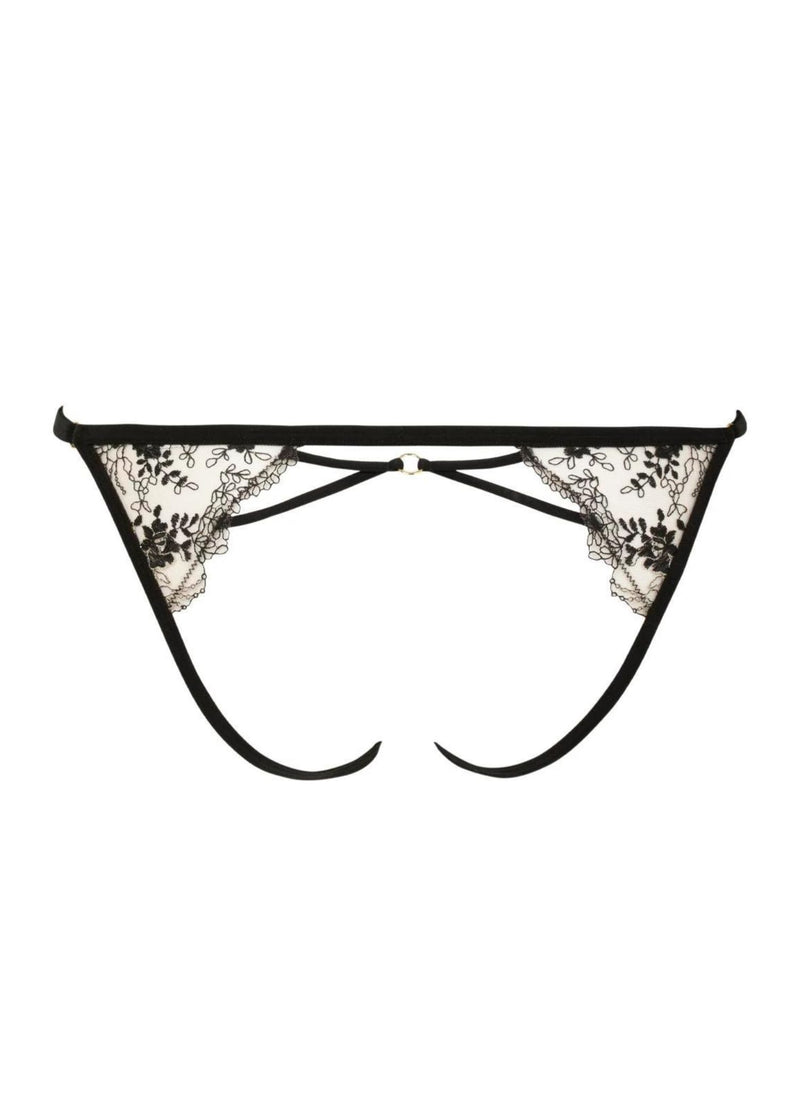 Atelier Amour After Midnight Open Brief - Nued Mesh Black Lace Open-back Panty - Avec Amour Sexy Lingerie