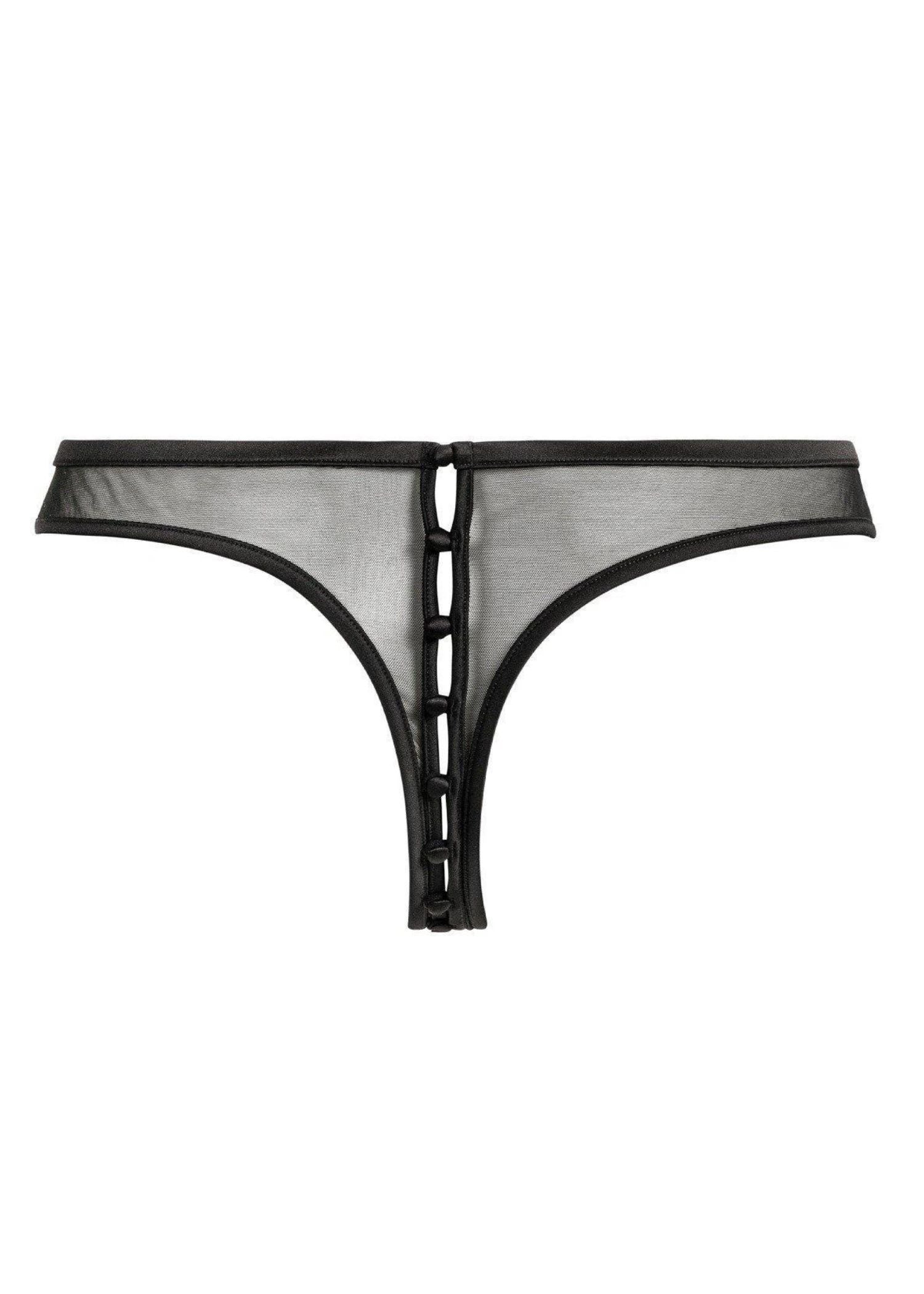 Atelier Amour Soft Insomnia Open Thong - Black Mesh Openable Thong - Avec Amour Sexy Lingerie