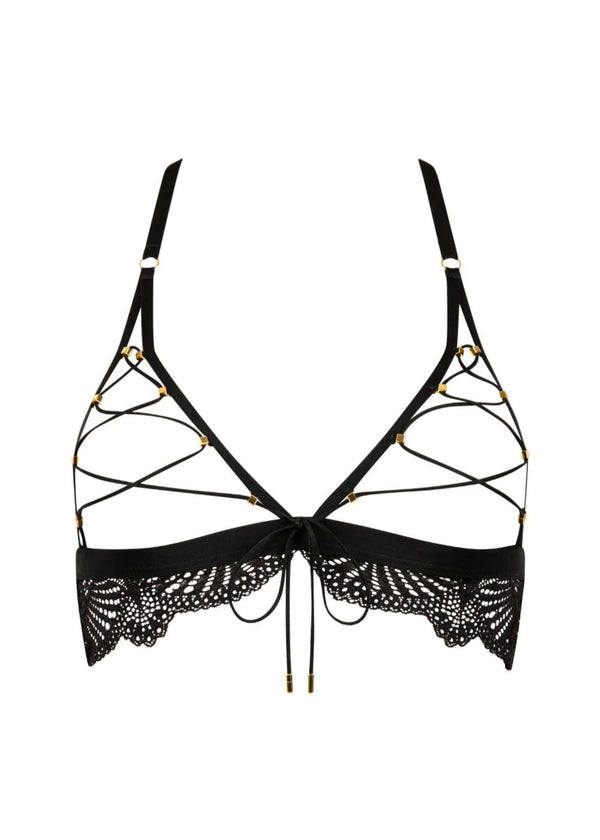 Atelier Amour Enlace Moi / Embrace Me Triangle Harness Bralette (Black) | Avec Amour Luxury Lingerie