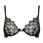 Atelier Amour Mystic Shadow Half Cup Bra - Black Lace Underwired Bra - Front Open Bra - Avec Amour Sexy Lingerie