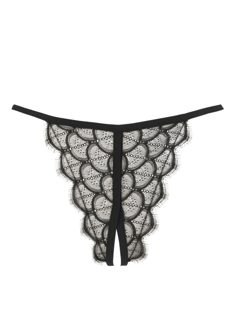 Atelier Amour Mystic Shadow Open Thong - Black Mesh Crotch-less Underwear - Avec Amour Sexy Lingerie
