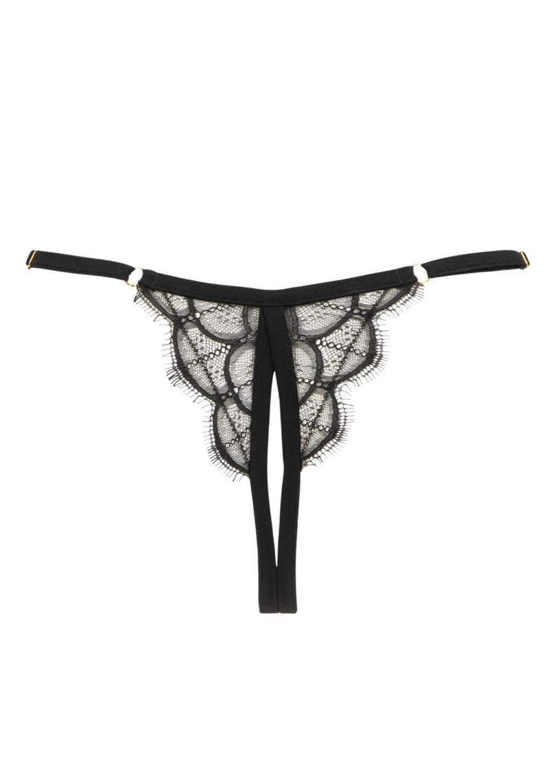 Atelier Amour Mystic Shadow Open Thong - Black Mesh Crotch-less Underwear - Avec Amour Sexy Lingerie
