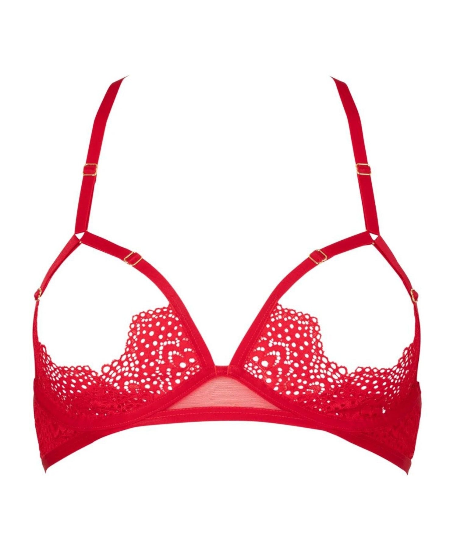 Atelier Amour Desire (Rouge) Open Cup Bra - Delicate Black Lace - Adjustable Straps | Avec Amour Sexy Lingerie