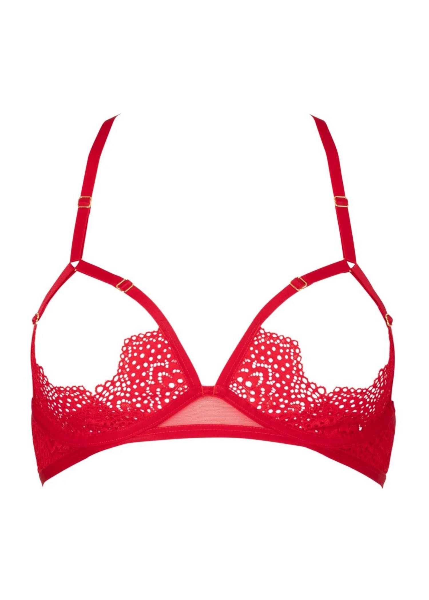 Atelier Amour Desire (Rouge) Open Cup Bra - Delicate Black Lace - Adjustable Straps | Avec Amour Sexy Lingerie