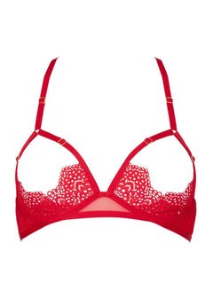 Atelier Amour Desire (Rouge) Open Cup Bra - Delicate Black Lace - Adjustable Straps | Avec Amour Sexy Lingerie