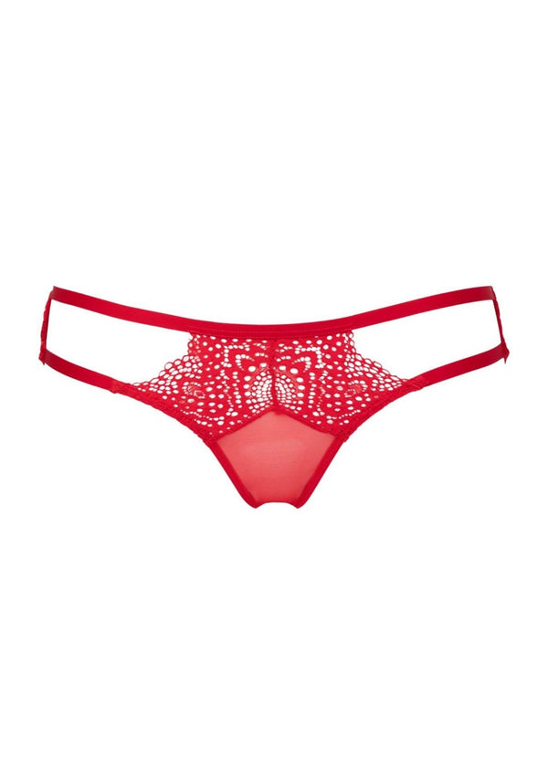 Atelier Amour Desire (Rouge) Open Brief - Red Lace Backless Panty - Avec Amour Sexy Lingerie