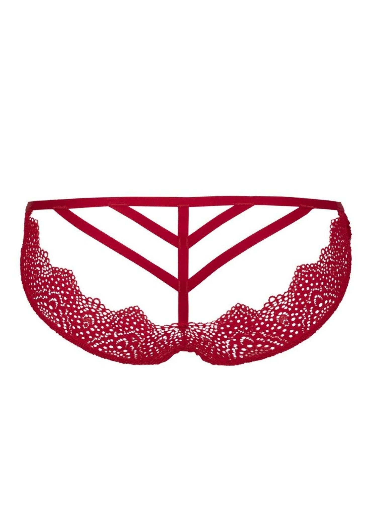Atelier Amour Desire (Rouge) Open Brief - Red Lace Backless Panty - Avec Amour Sexy Lingerie