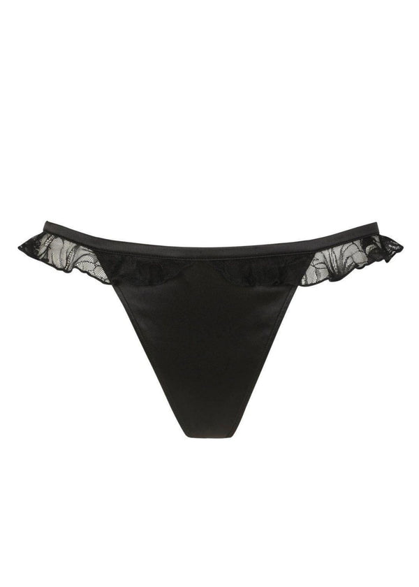 Atelier Amour Night on Broadway Tanga - Black Lace Satin Brief - Avec Amour Sexy Lingerie