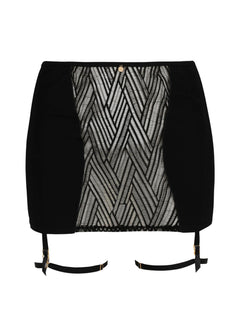 Atelier Amour Sensual Wave - Black Lace Suspender Skirt with Detachable Garter - Avec Amour Sexy Lingerie
