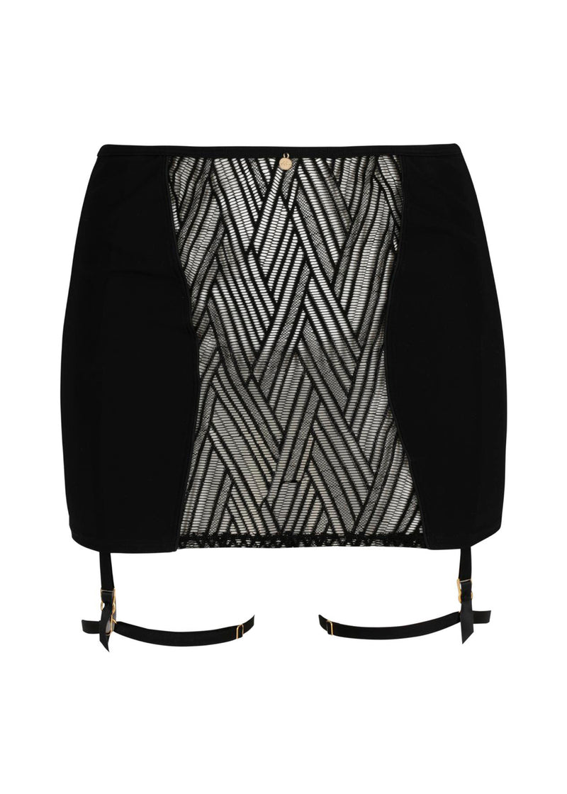 Atelier Amour Sensual Wave - Black Lace Suspender Skirt with Detachable Garter - Avec Amour Sexy Lingerie