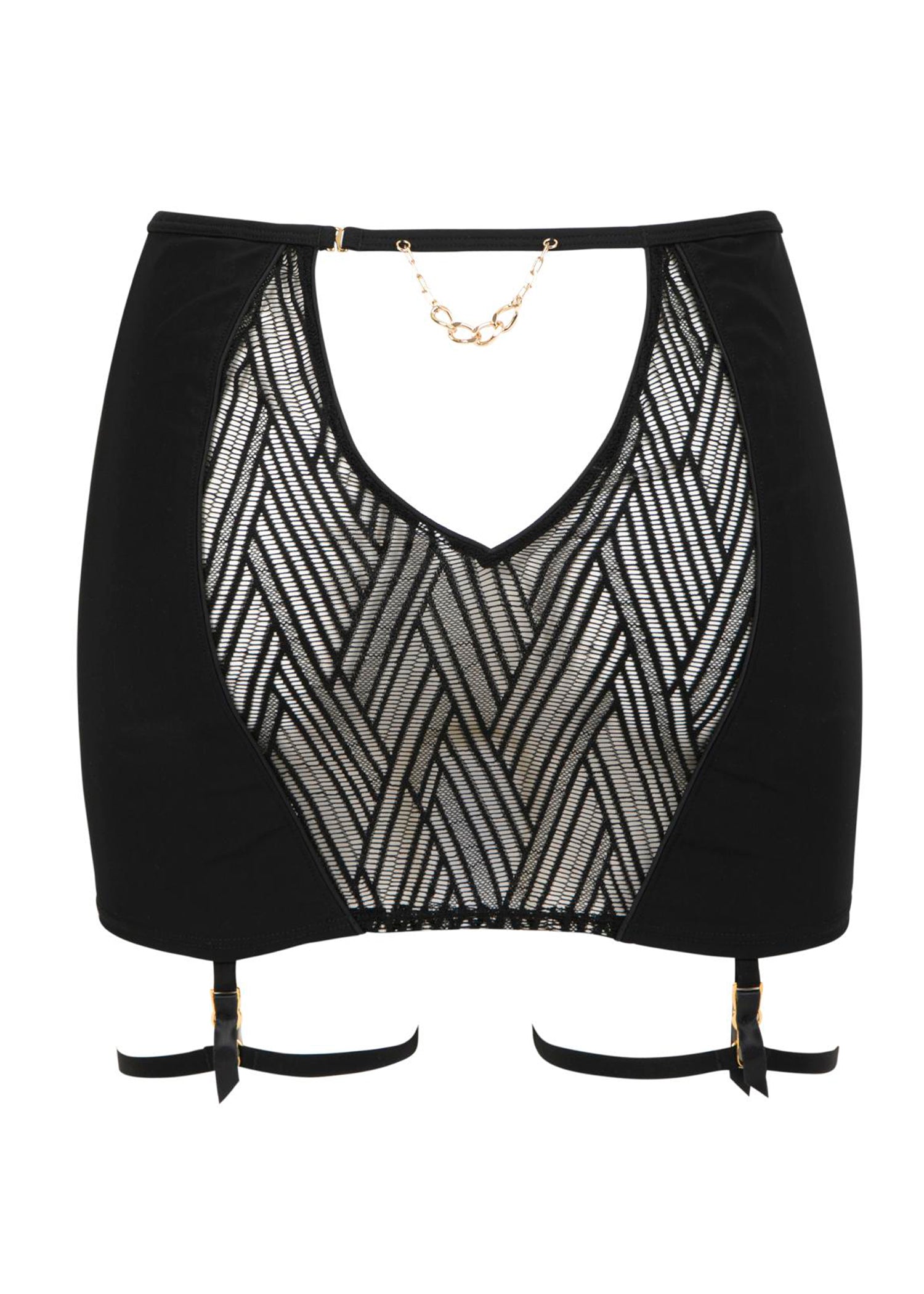 Atelier Amour Sensual Wave - Black Lace Suspender Skirt with Detachable Garter - Avec Amour Sexy Lingerie