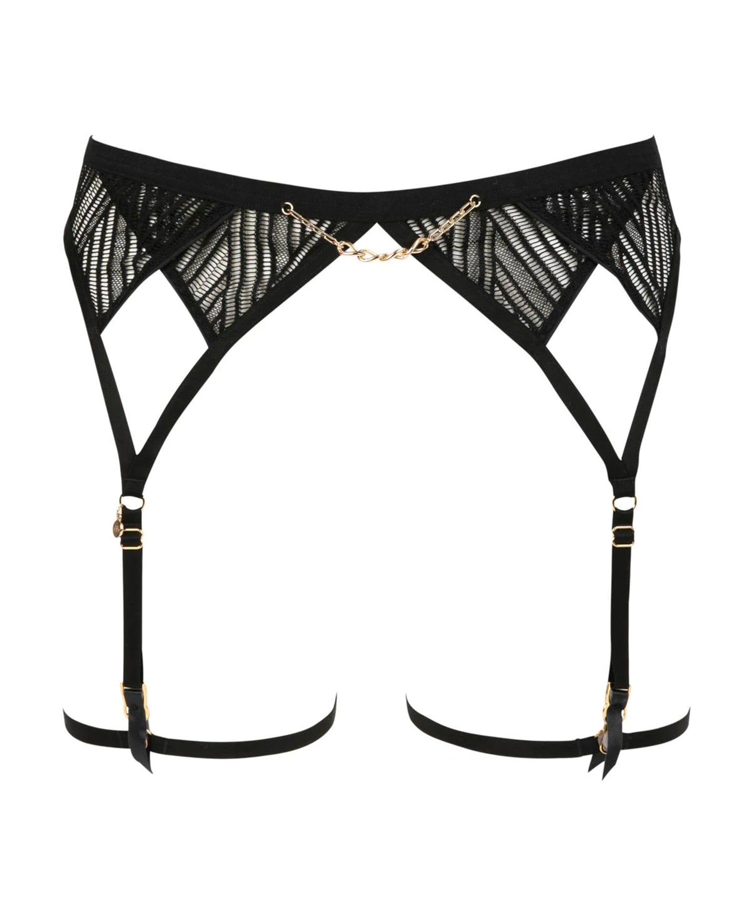 Atelier Amour Sensual Wave - Black Lace Suspender Belt with Detachable Garters - Avec Amour Sexy Lingerie