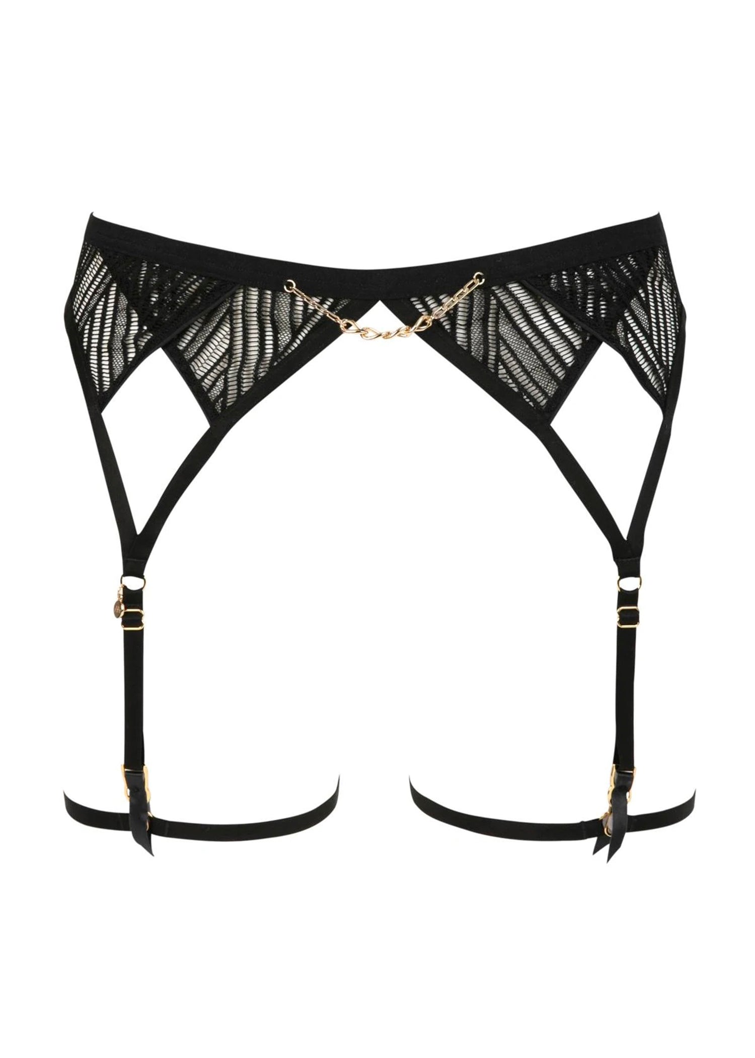 Atelier Amour Sensual Wave - Black Lace Suspender Belt with Detachable Garters - Avec Amour Sexy Lingerie