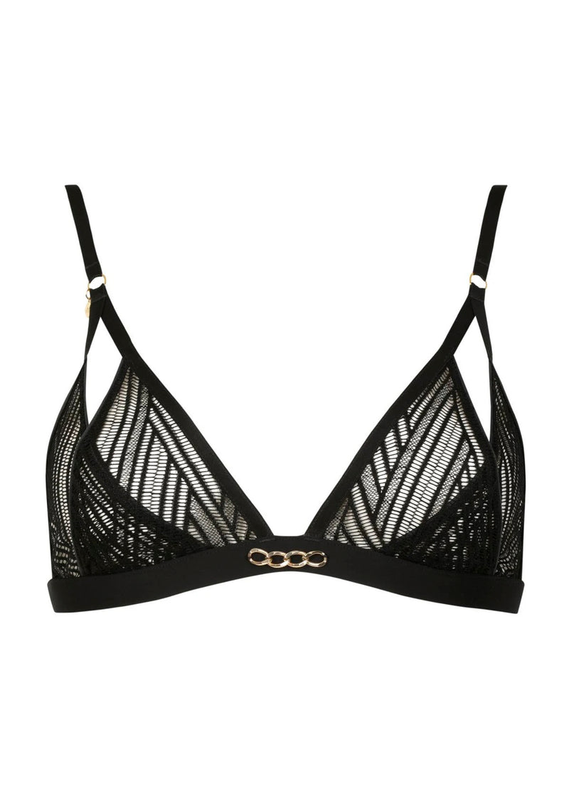 Atelier Amour Sensual Wave - Black Lace Triangle Ouvert Bra - Openable Bralette - Avec Amour Sexy Lingerie