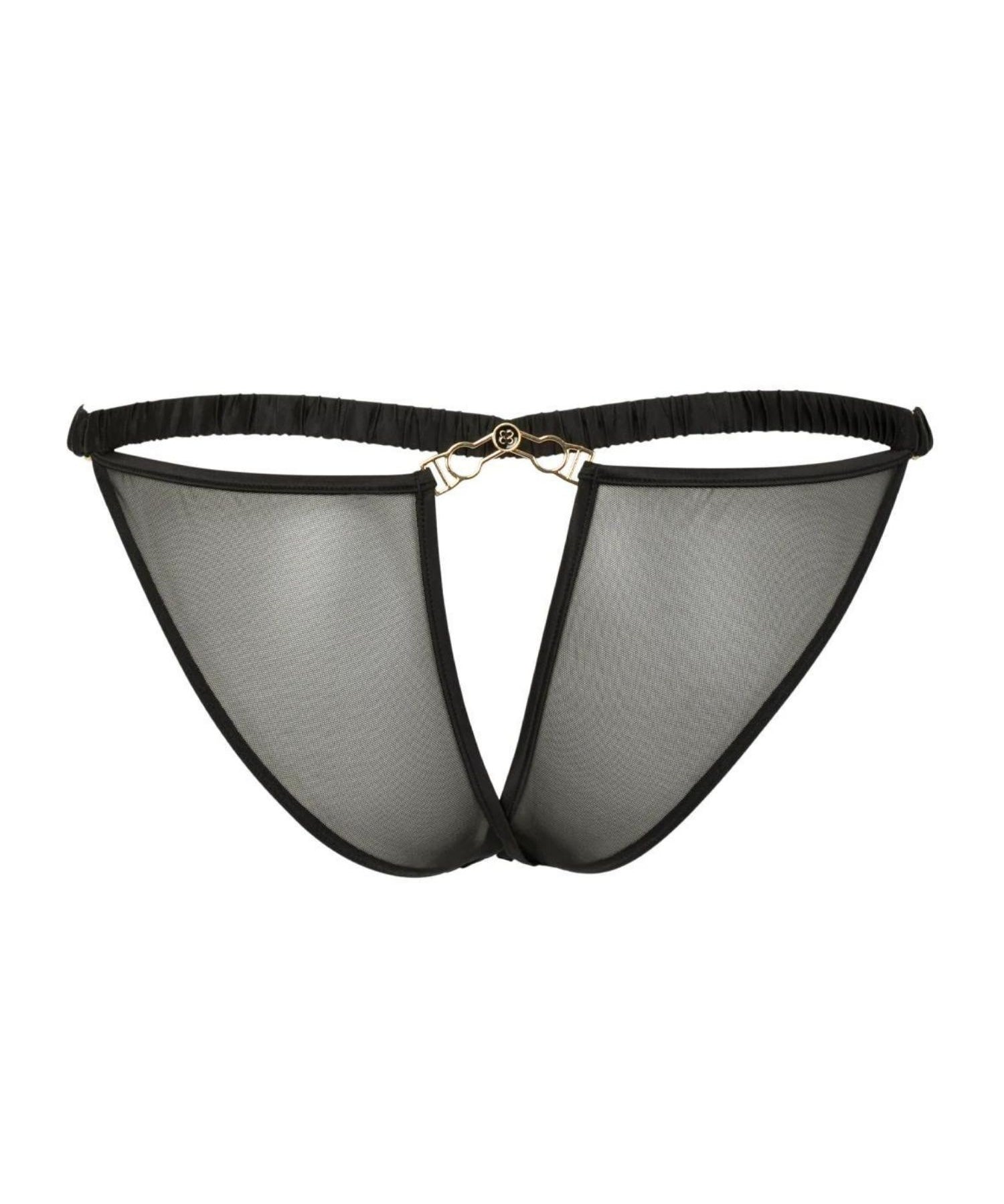 Atelier Amour Please Me Culotte Brief - Black Mesh Backless Underwear - Avec Amour Sexy Lingerie