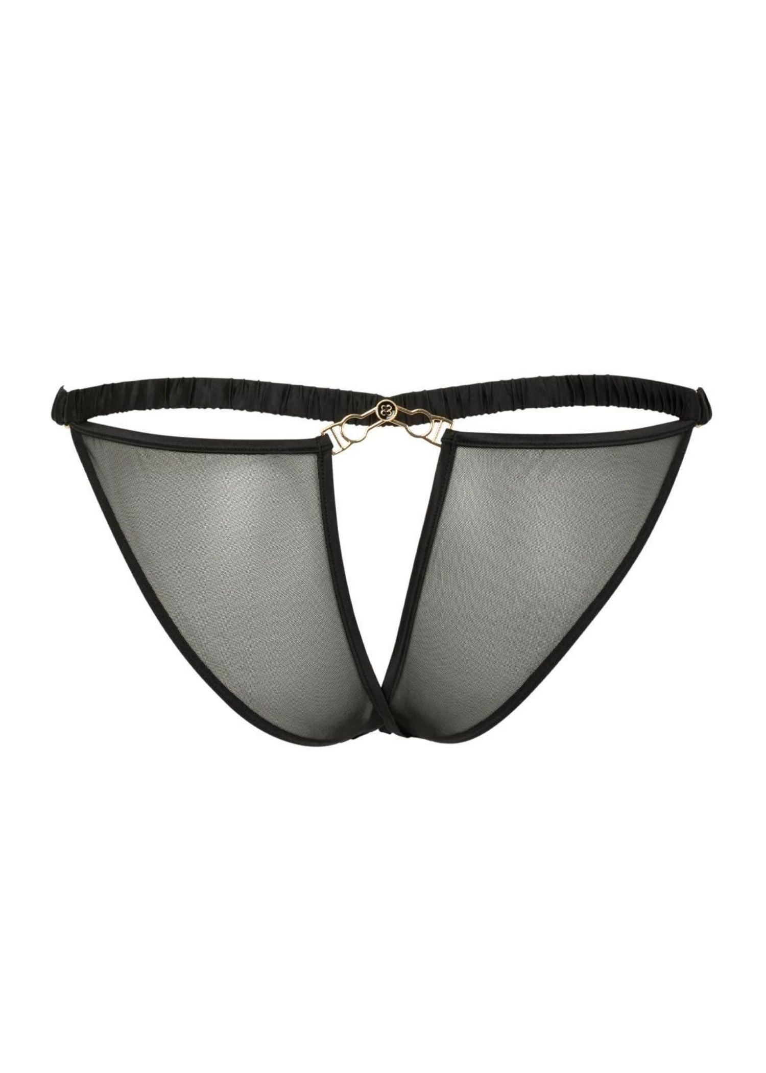 Atelier Amour Please Me Culotte Brief - Black Mesh Backless Underwear - Avec Amour Sexy Lingerie