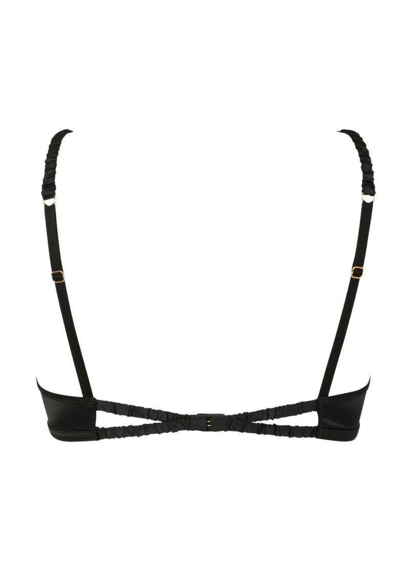 Atelier Amour Please Me Open Bra - Black Satin Underwired Cupless Bra  - Avec Amour Sexy Lingerie