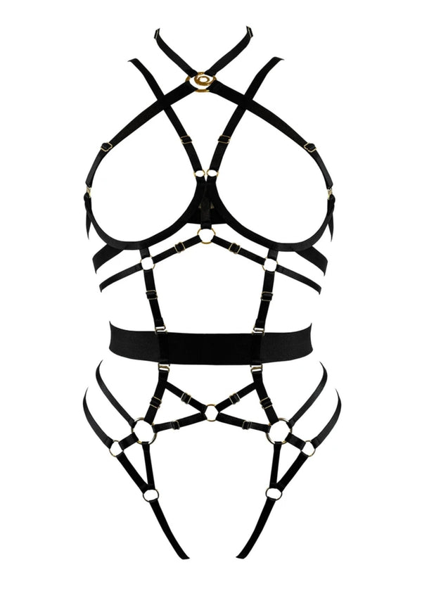 Bordelle Selene Bondage Harness - Versatile Ouvert Wire Bra, Harness Brief - Sexy Lingerie
