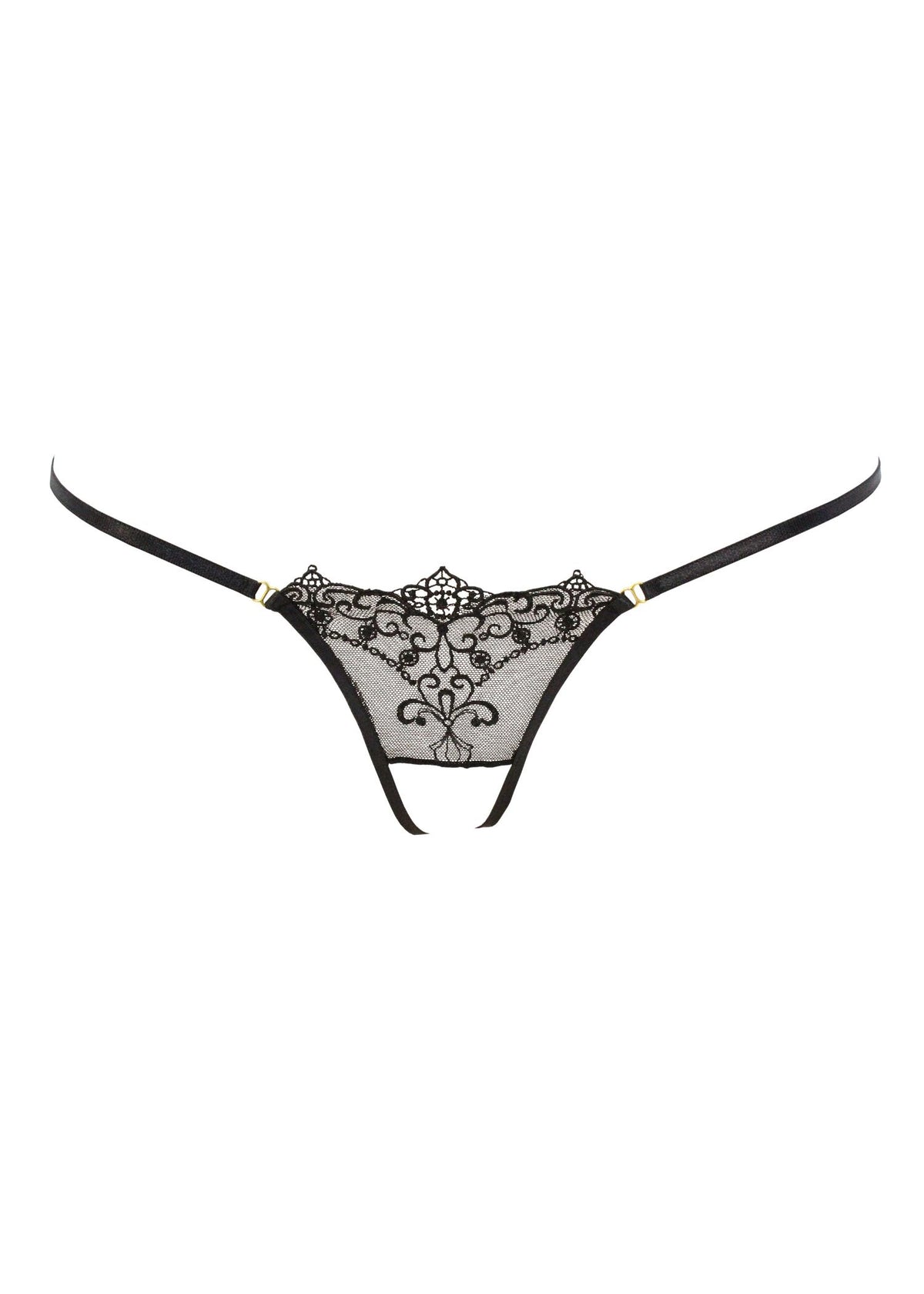 Dusky Raven Crotchless Thong | Avec Amour Lingerie