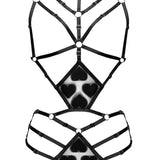 Baed Stories Love Line Love Time Black Body Harness | Avec Amour Sexy Lingerie - Role-Play Lingerie