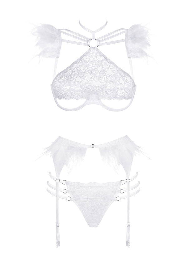 Baed Stories White Angel Role-Playing Cupless Lingerie Set | Avec Amour Sexy Lingerie