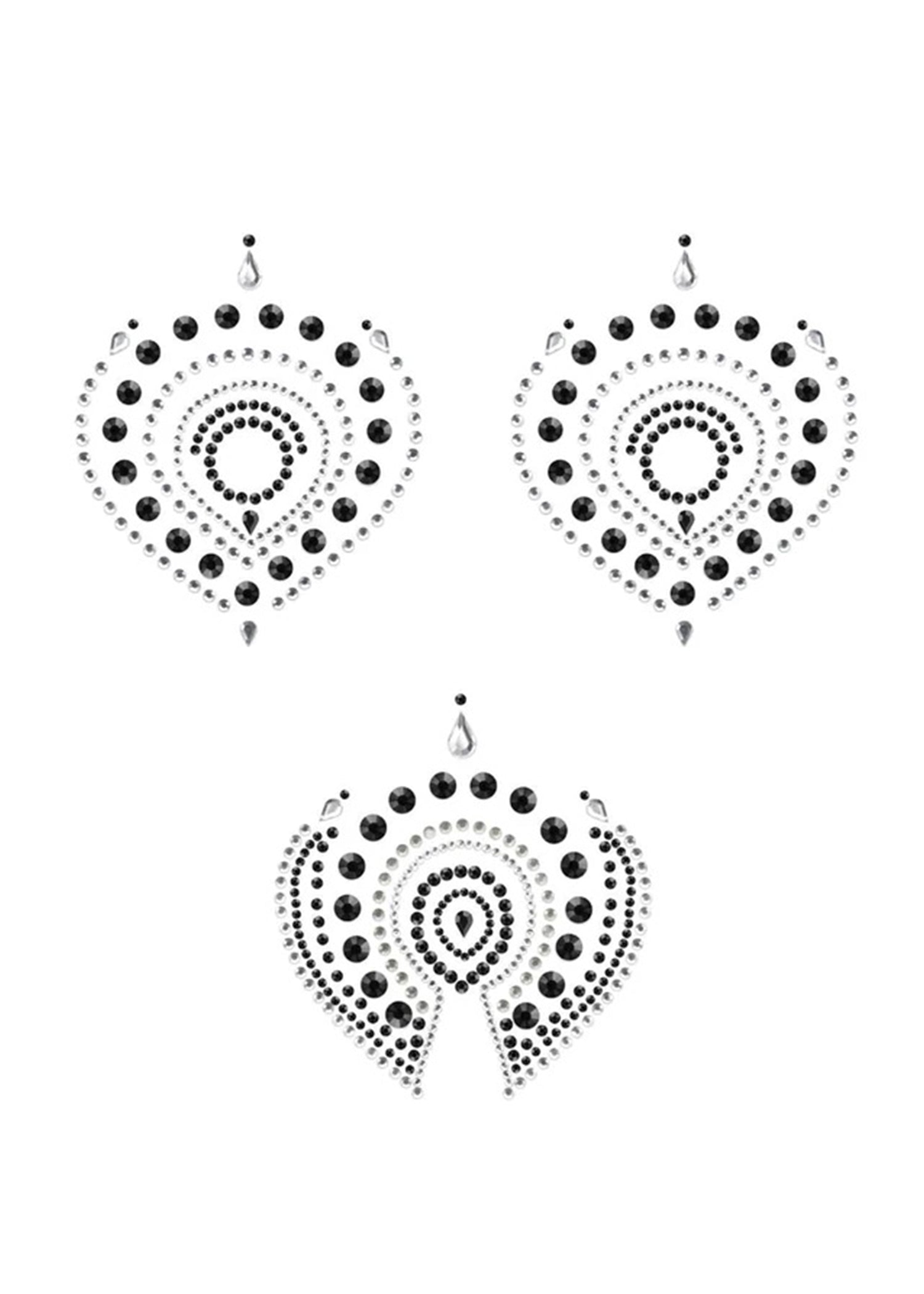 Bijoux Indiscrets Flamboyant Body Jewellery (Black/Silver) - Nipple Sticker, Nipple Cover | Avec Amour Lingerie Accessory