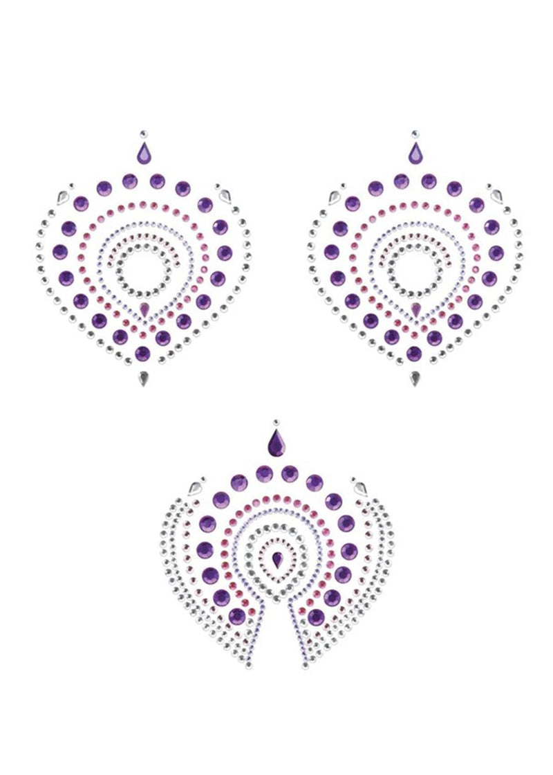 Bijoux Indiscrets Flamboyant Body Jewellery (Purple/Pink) - Nipple Sticker, Nipple Cover | Avec Amour Lingerie Accessory