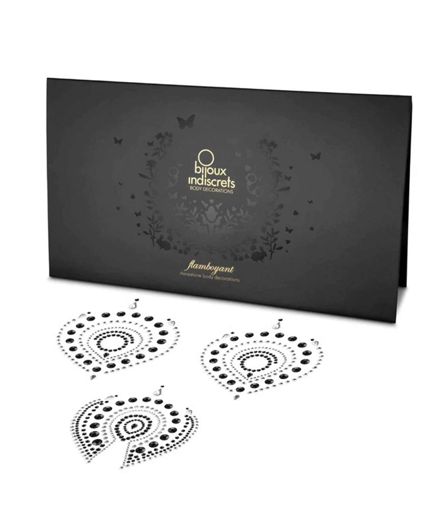 Bijoux Indiscrets Flamboyant Body Jewellery (Black/Silver) - Nipple Sticker, Nipple Cover | Avec Amour Lingerie Accessory