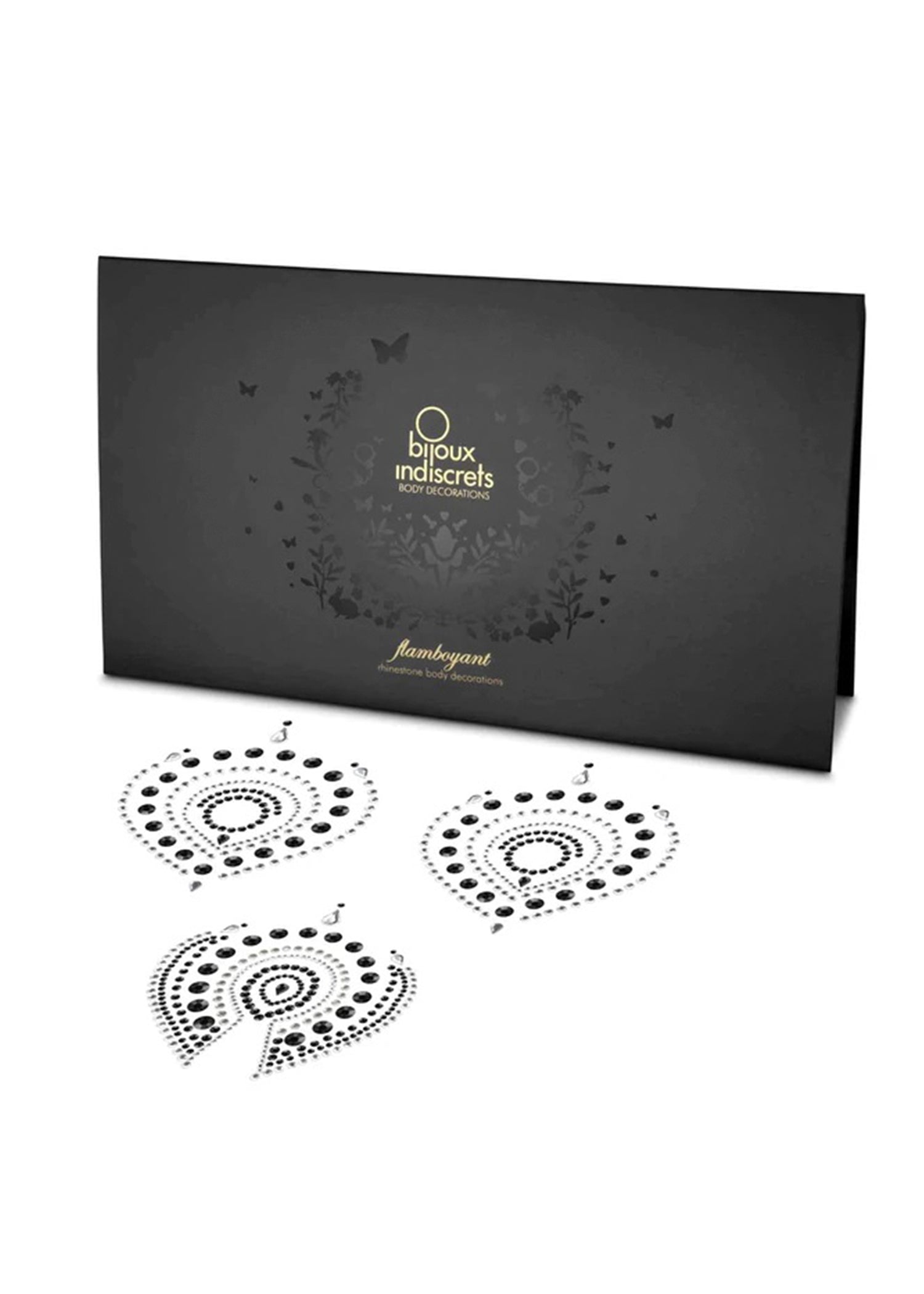 Bijoux Indiscrets Flamboyant Body Jewellery (Black/Silver) - Nipple Sticker, Nipple Cover | Avec Amour Lingerie Accessory