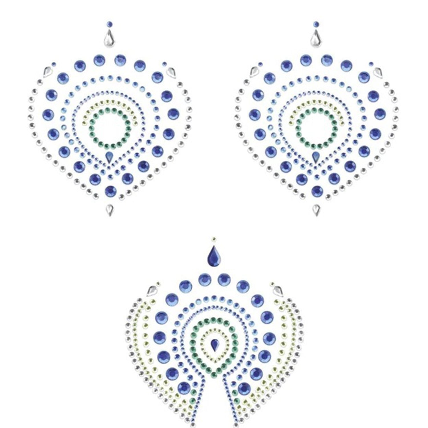 Bijoux Indiscrets Flamboyant Body Jewellery (Blue/Green) - Nipple Sticker, Nipple Cover | Avec Amour Lingerie Accessory
