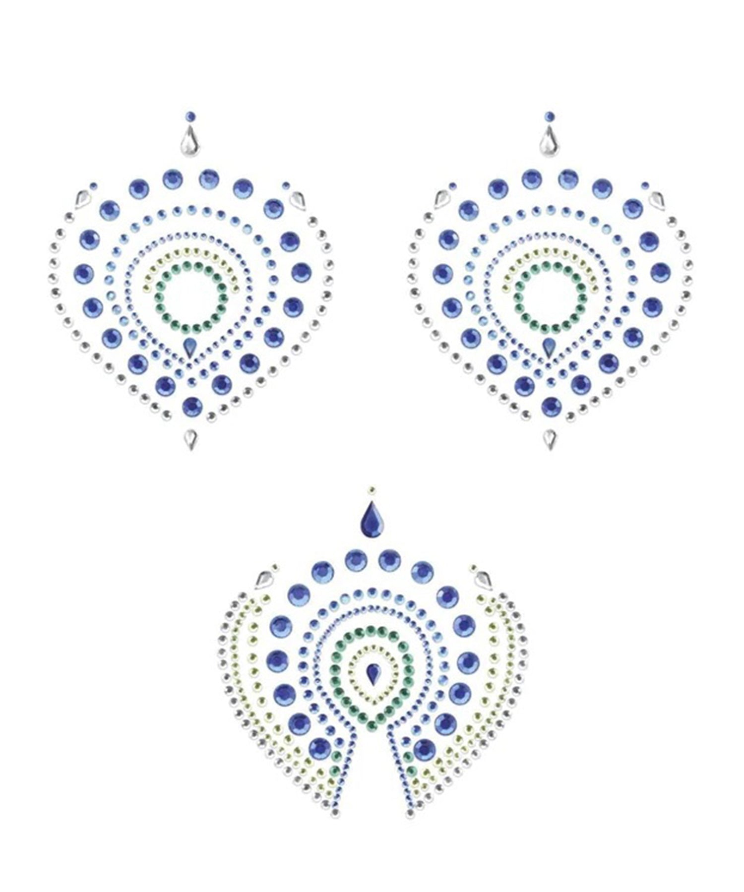 Bijoux Indiscrets Flamboyant Body Jewellery (Blue/Green) - Nipple Sticker, Nipple Cover | Avec Amour Lingerie Accessory
