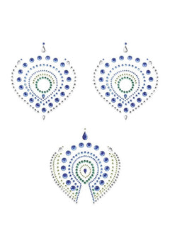Bijoux Indiscrets Flamboyant Body Jewellery (Blue/Green) - Nipple Sticker, Nipple Cover | Avec Amour Lingerie Accessory