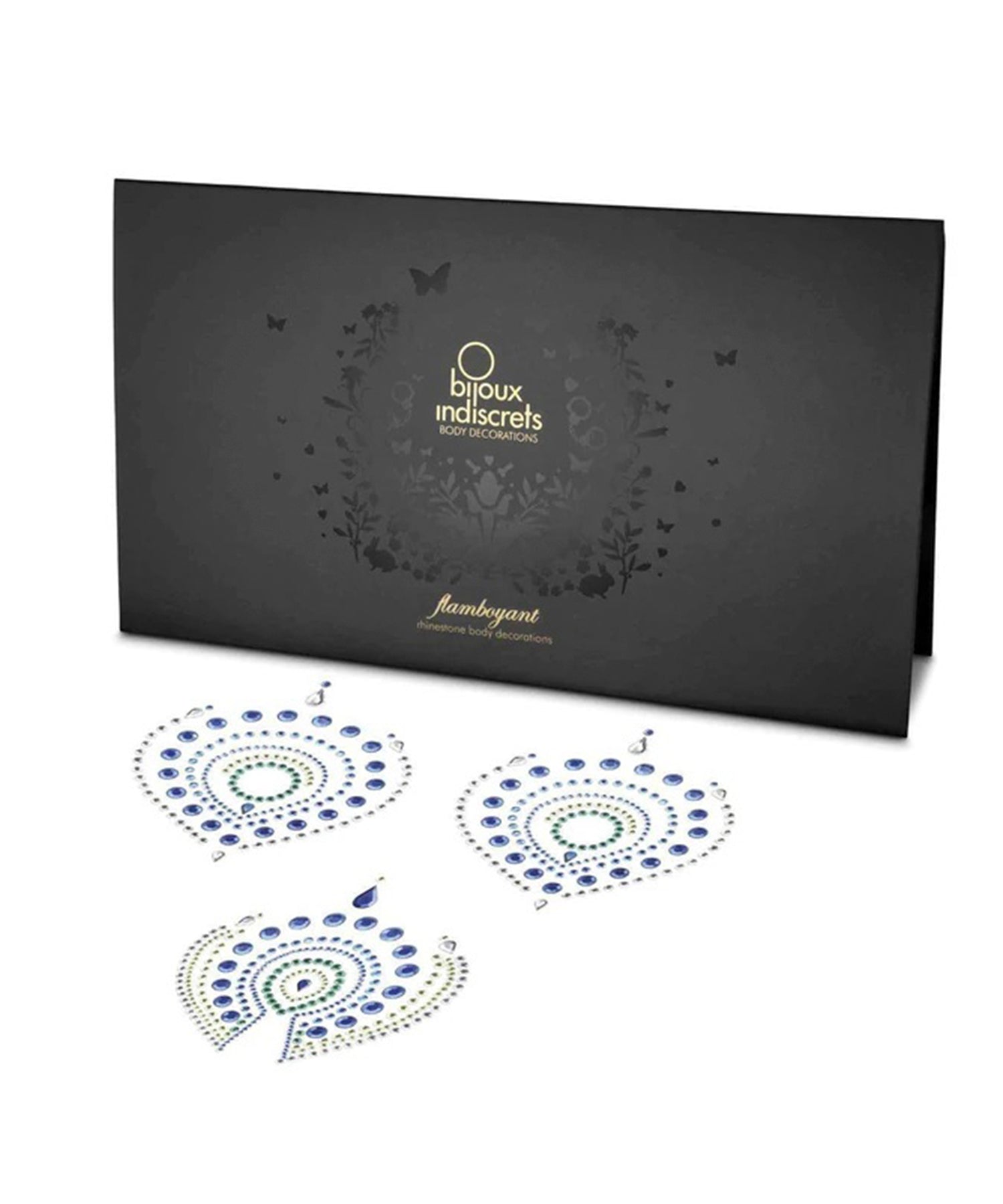 Bijoux Indiscrets Flamboyant Body Jewellery (Blue/Green) - Nipple Sticker, Nipple Cover | Avec Amour Lingerie Accessory