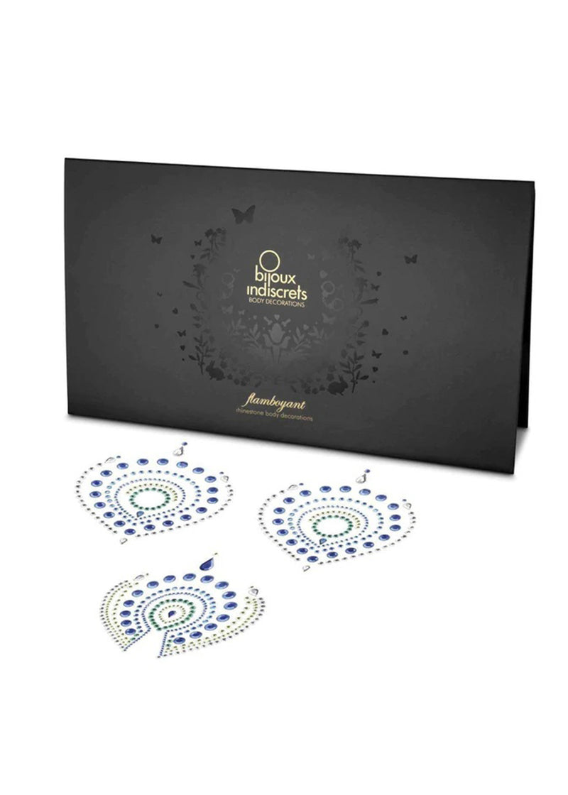 Bijoux Indiscrets Flamboyant Body Jewellery (Blue/Green) - Nipple Sticker, Nipple Cover | Avec Amour Lingerie Accessory