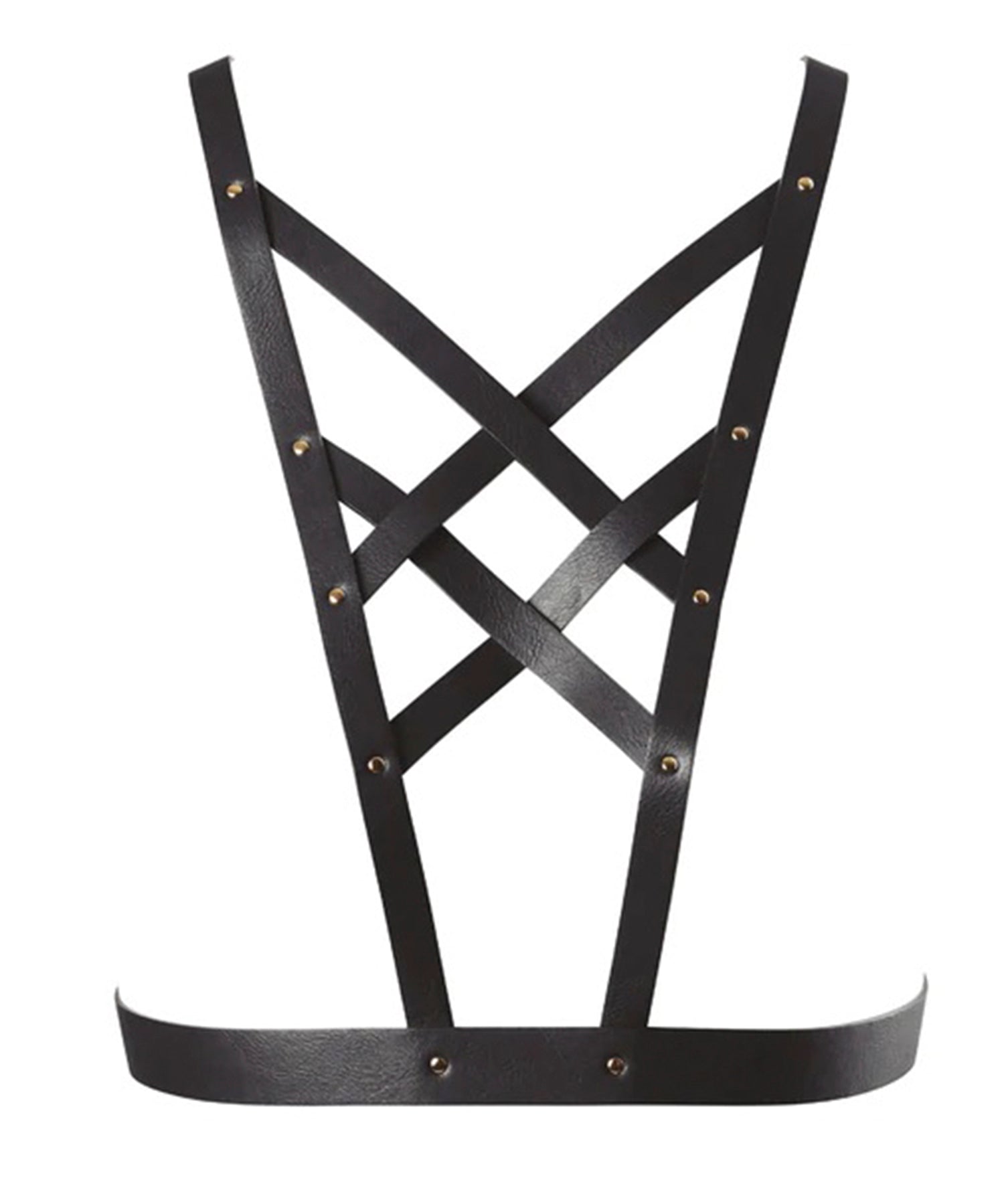 Bijoux Indiscrets Maze Black Vegan Leather Cross Cleavage Harness - Bodywear | Avec Amour Sexy Lingerie