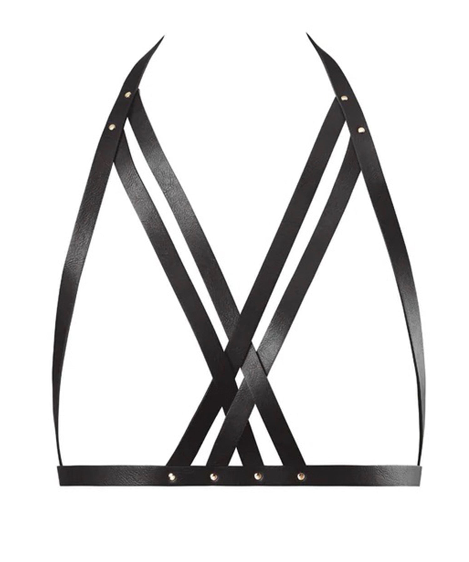 Bijoux Indiscrets Maze Black Vegan Leather Halter Bra Harness - Open Bra Bodywear | Avec Amour Sexy Lingerie